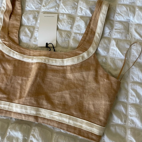 7 for All Mankind linen blend casual crop top - Picture 2 of 7